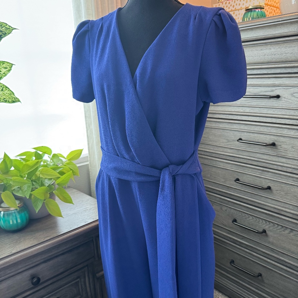 Tahari Arthur S. Levine Cornflower Blue Crepe Jumpsuit – Size 14